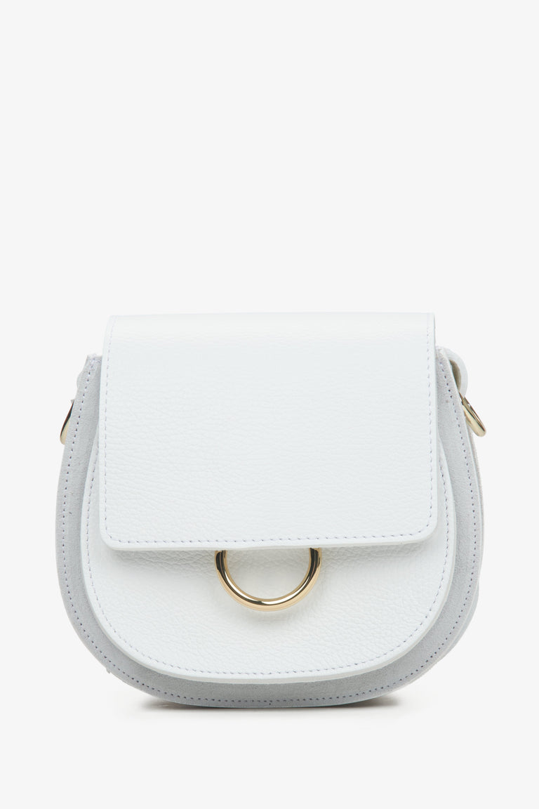 Italian Leather Small Off-White Crossbody Bag Estro ER00115063