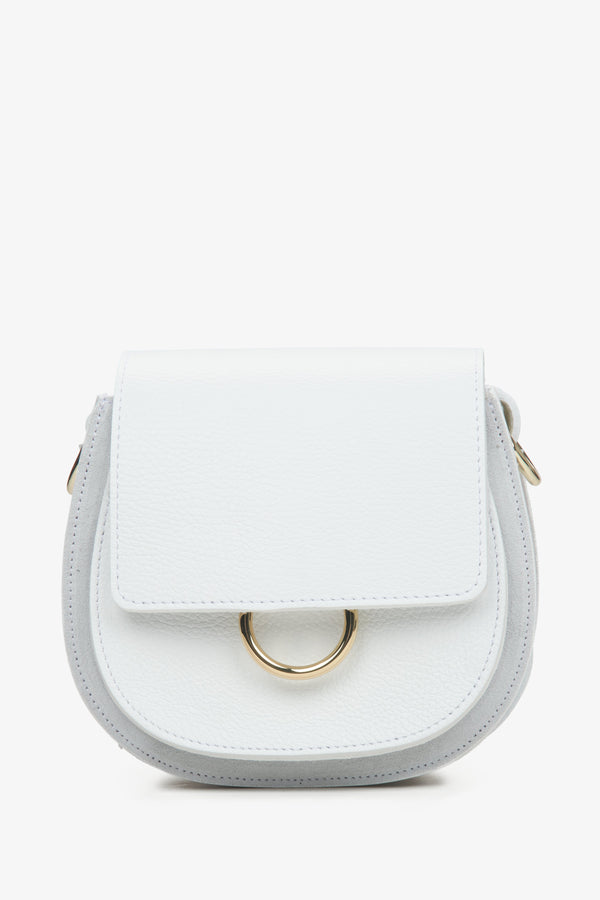 Italian Leather Small Off-White Crossbody Bag Estro ER00115063