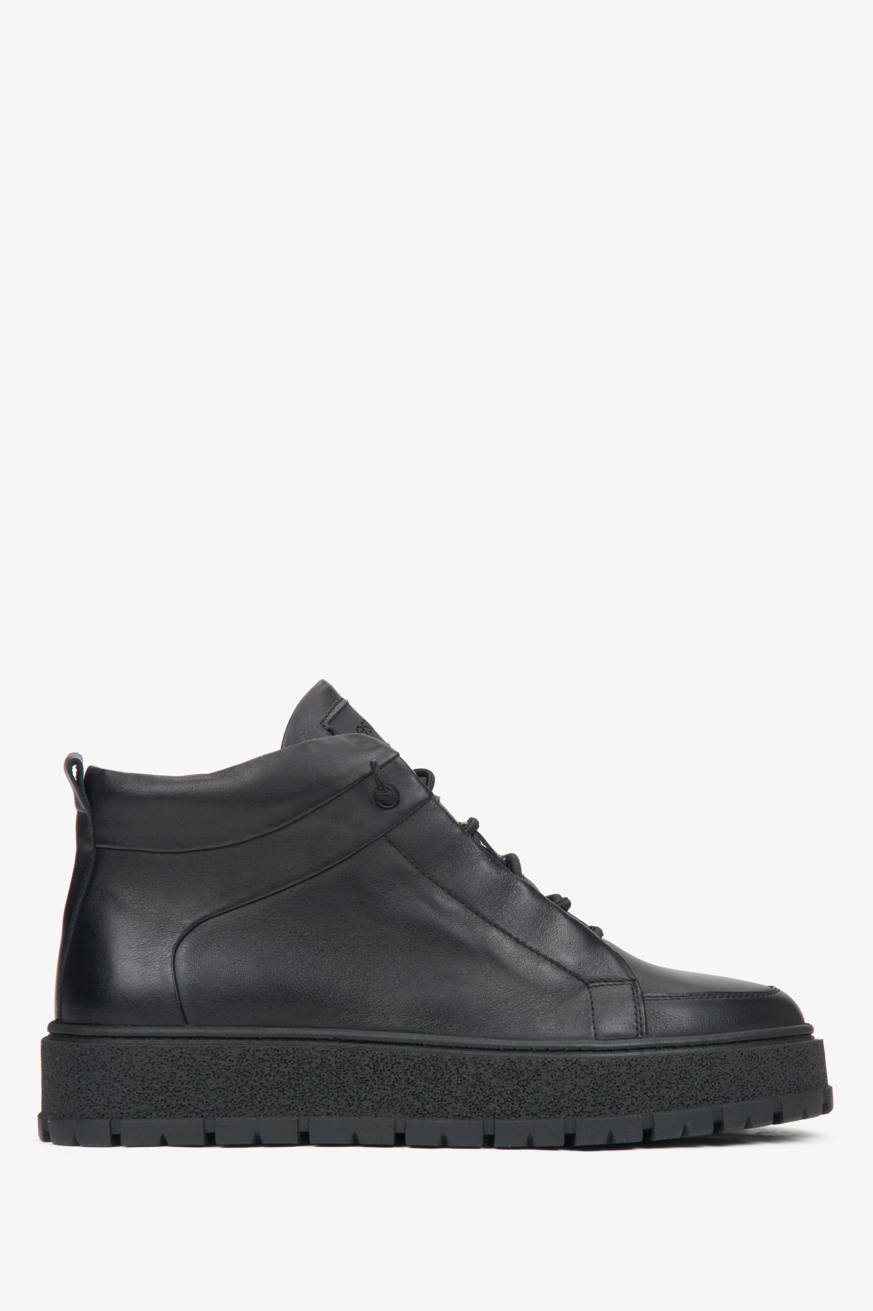 Men's Black Sneakers in Genuine Italian Leather with Light Insulation Estro ER00116245