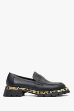 Women's Black Animal Print Loafers made of Genuine Leather Estro ER00113790.