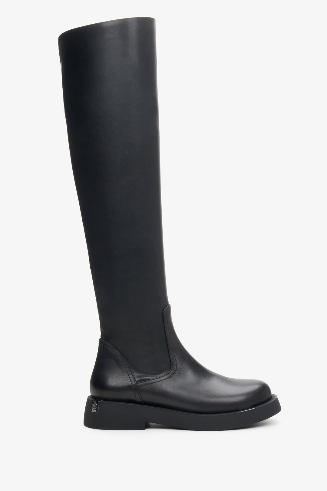 Women's Black Leather Knee-High Boots Estro ER00112023