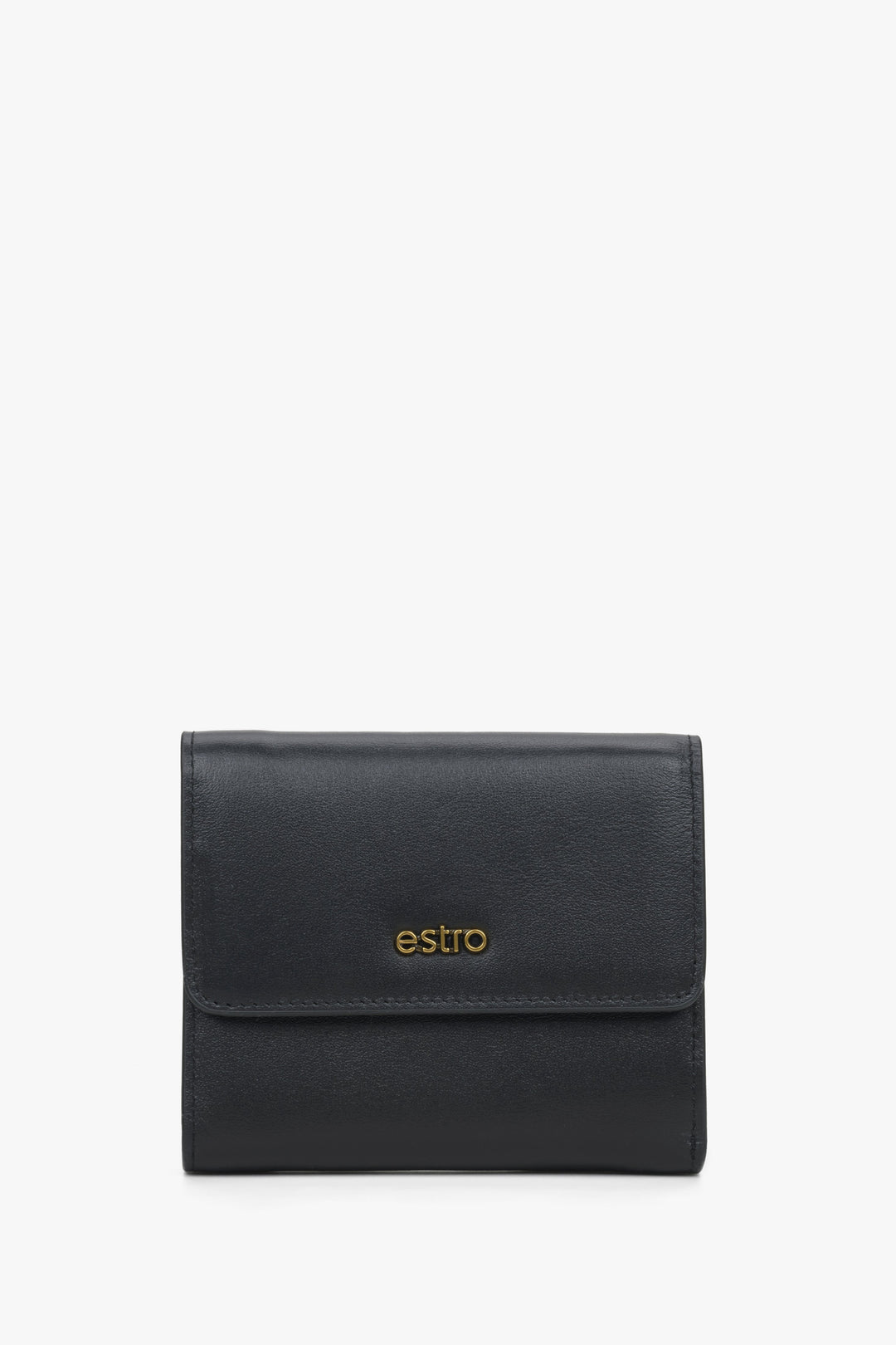 Women's Small Tri-Fold Black Wallet made of Genuine Leather Estro ER00114486.