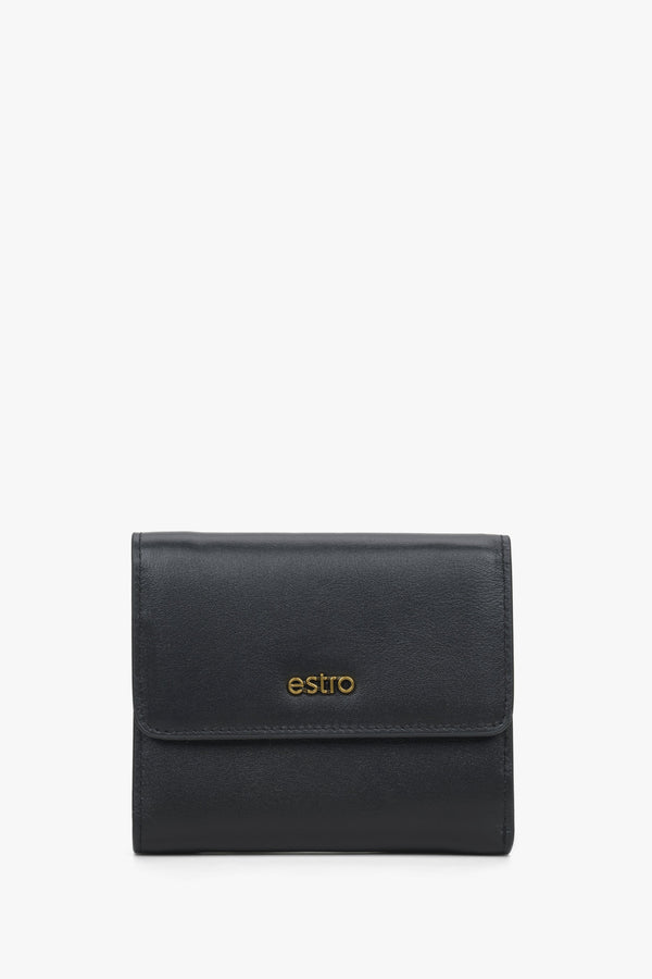 Women's Small Tri-Fold Black Wallet made of Genuine Leather Estro ER00114486.