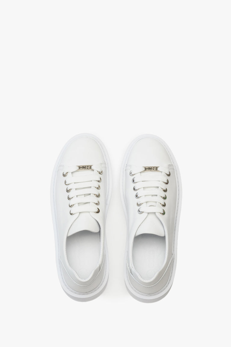 Women's White Low-Top Leather Sneakers Estro ER00111060