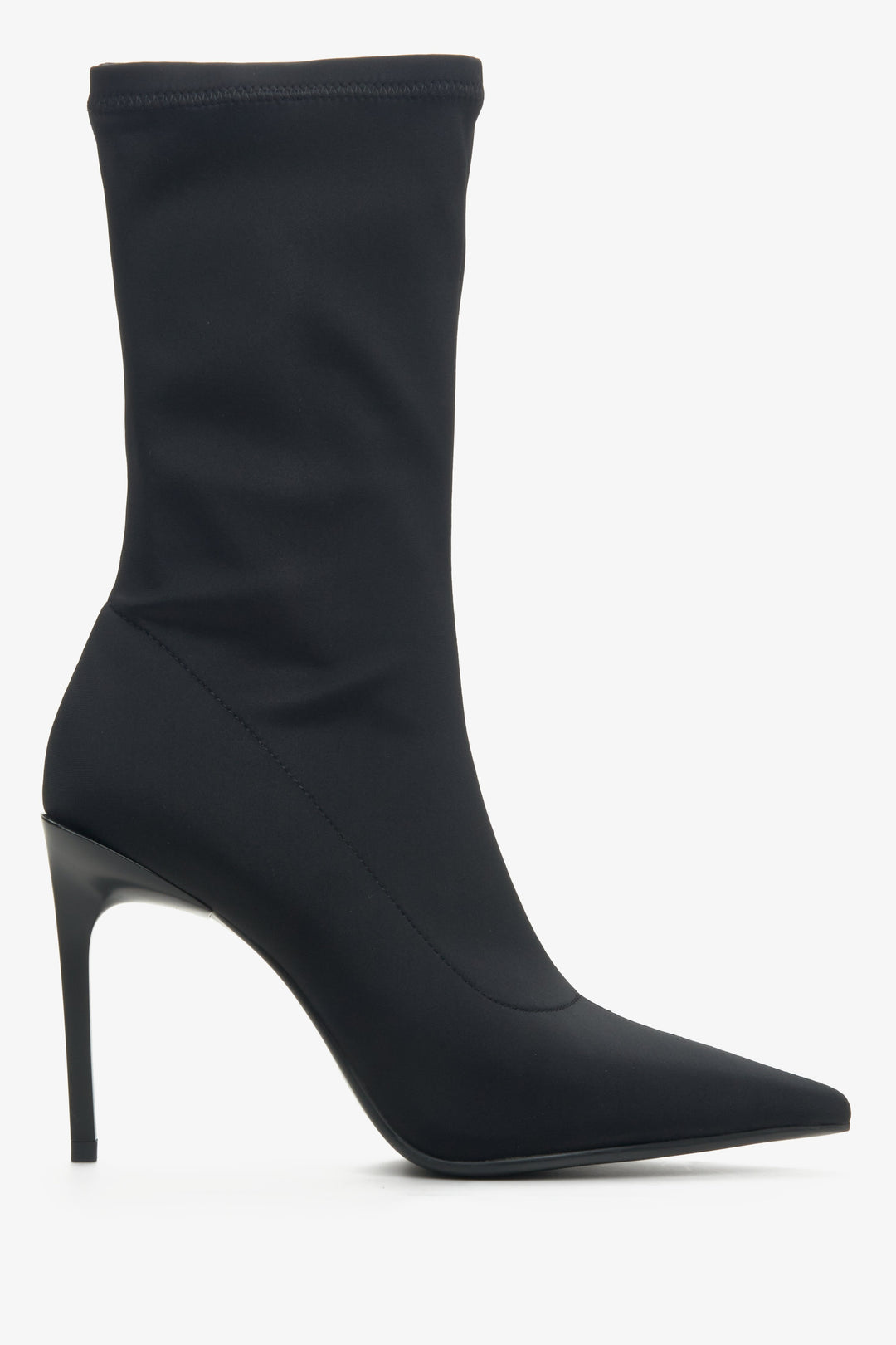 Women's Black Ankle Stiletto Heel Boots with Elastic Upper Estro ER00113881.