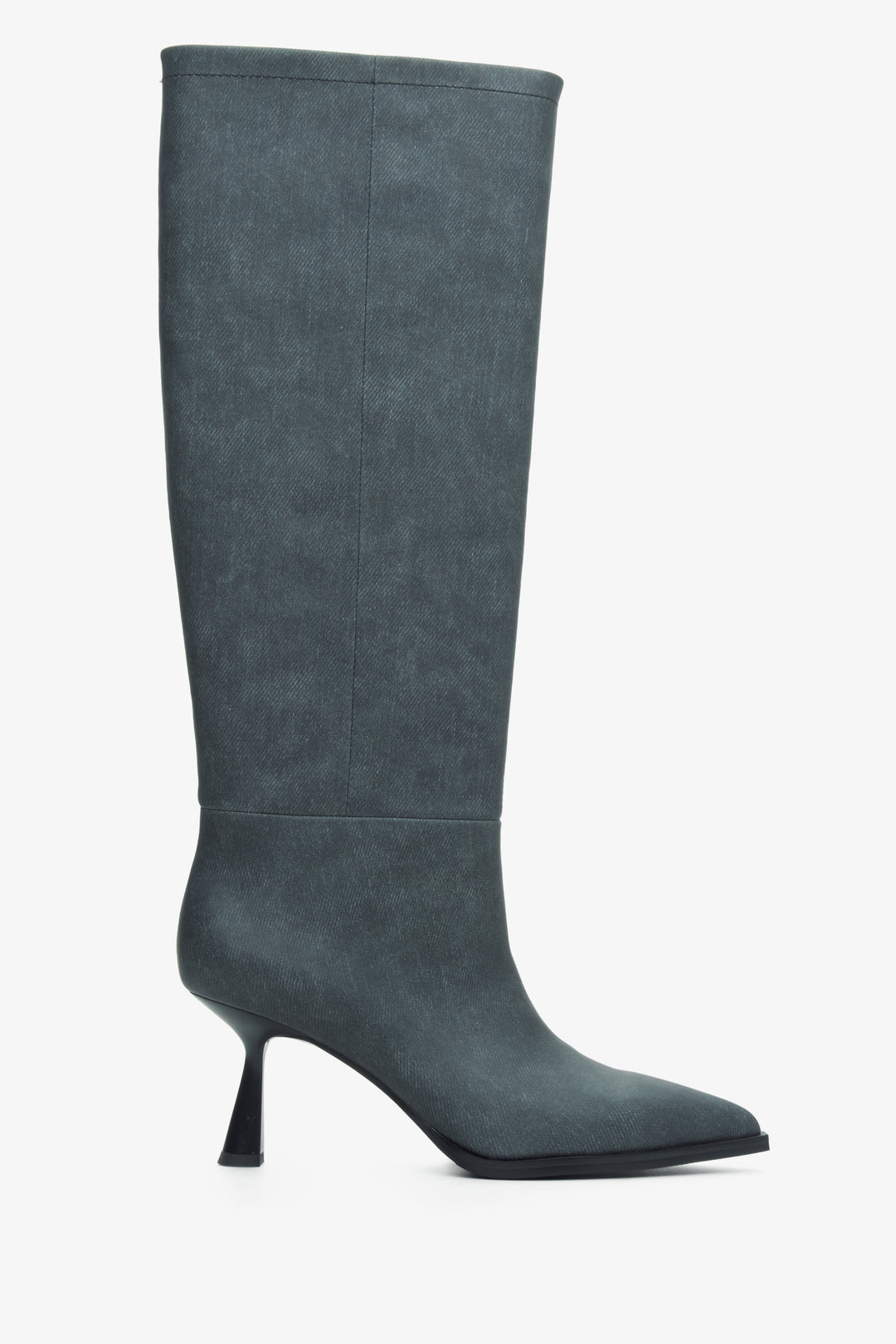Women's Grey Knee-High Stiletto Boots Estro ER00113873.