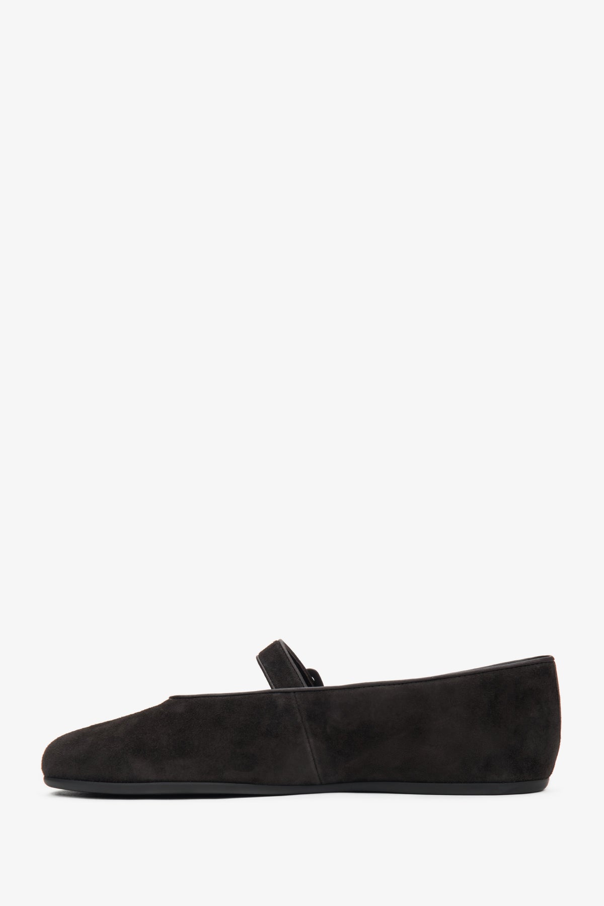 Stylish Estro women's ballet flats in a dark brown shade, made of soft genuine velour and featuring a delicate buckle.