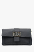 Women's Black Shoulder Bag with Gold Hardware made of Genuine Leather Estro ER00113698.