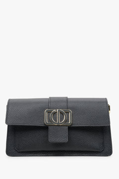 Women's Black Shoulder Bag with Gold Hardware made of Genuine Leather Estro ER00113698.