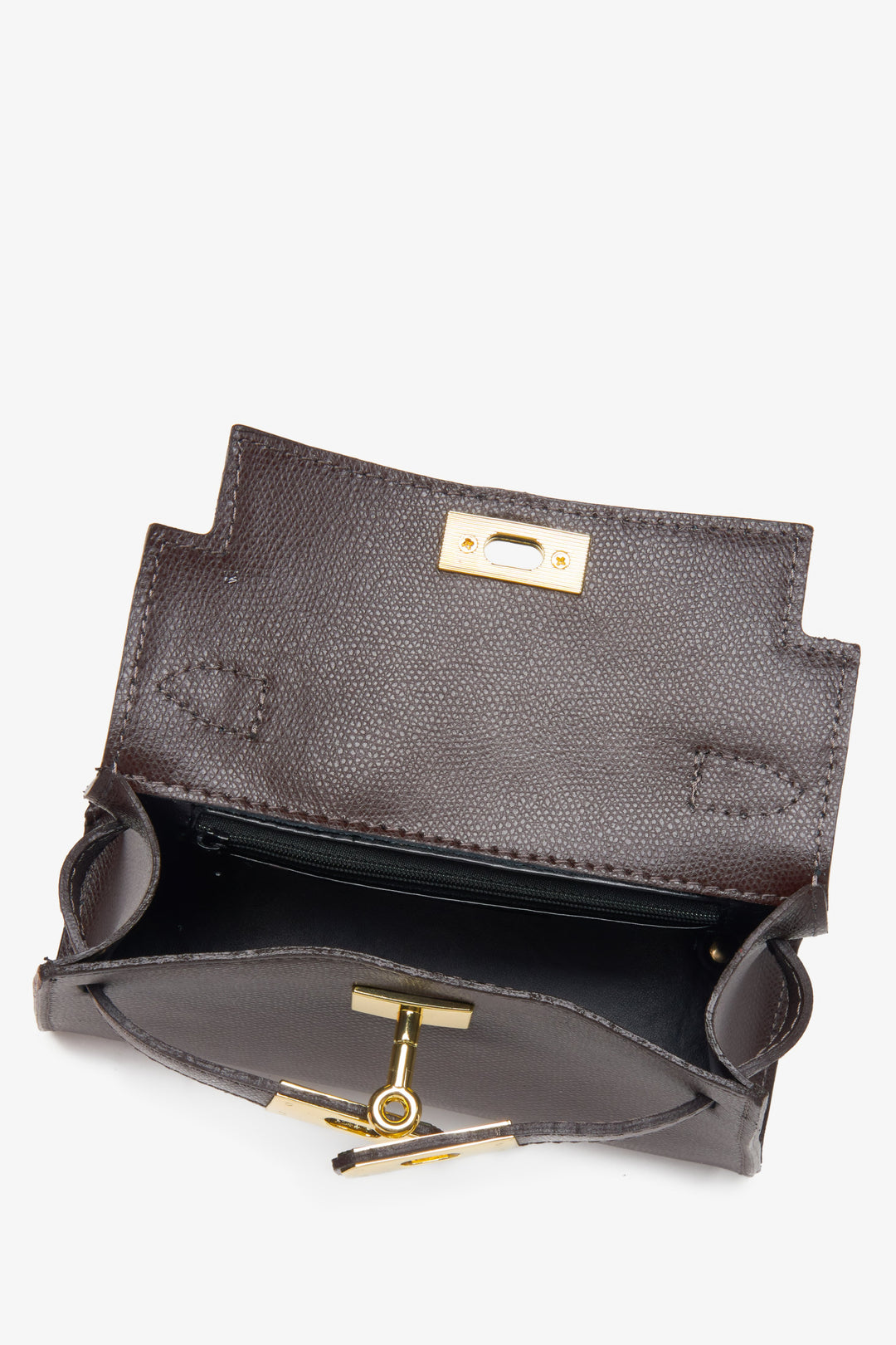 Women's brown structured bag Estro in dark brown - interior of the model.