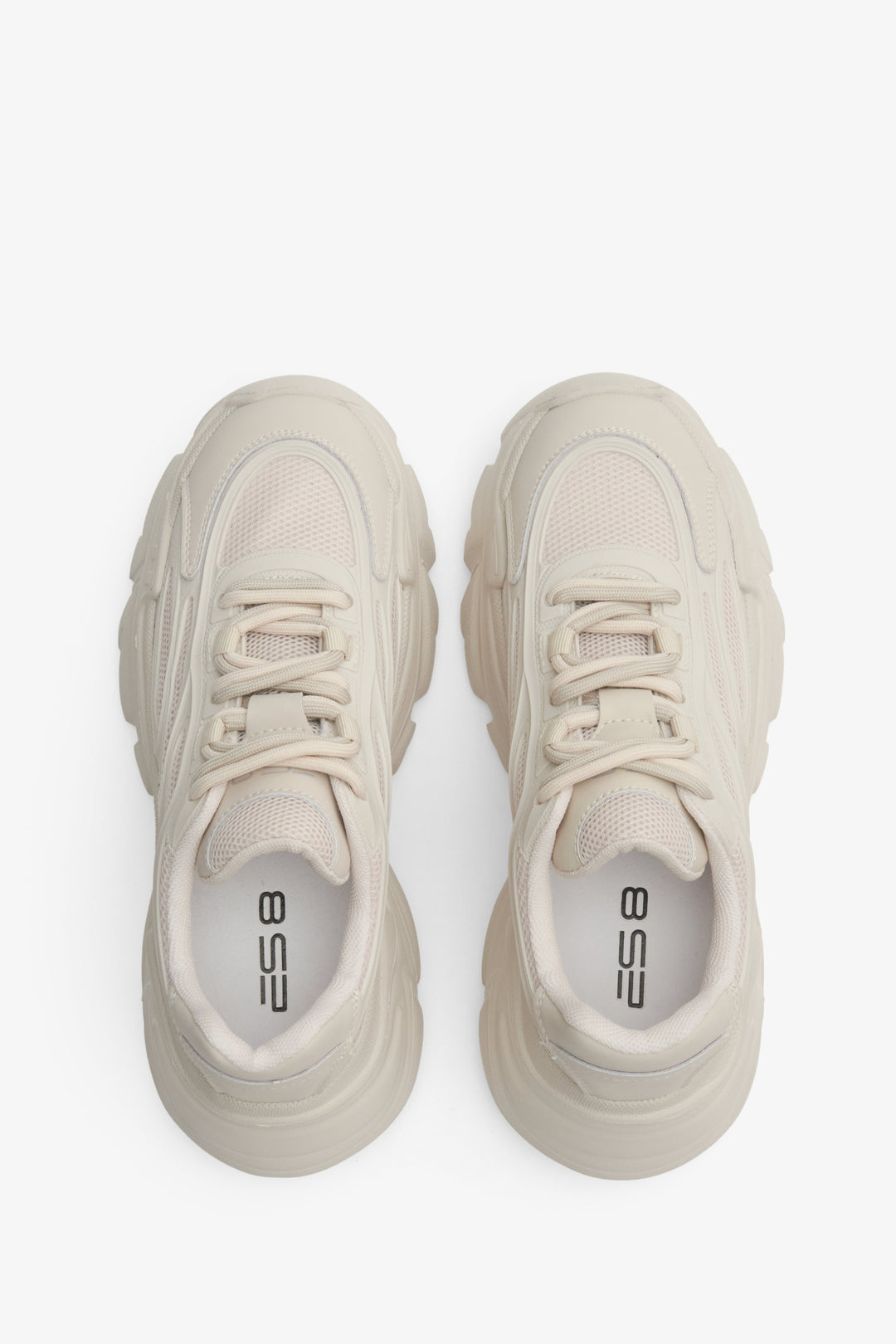 Women's beige chunky platform sneakers ES 8 - presentation from above.
