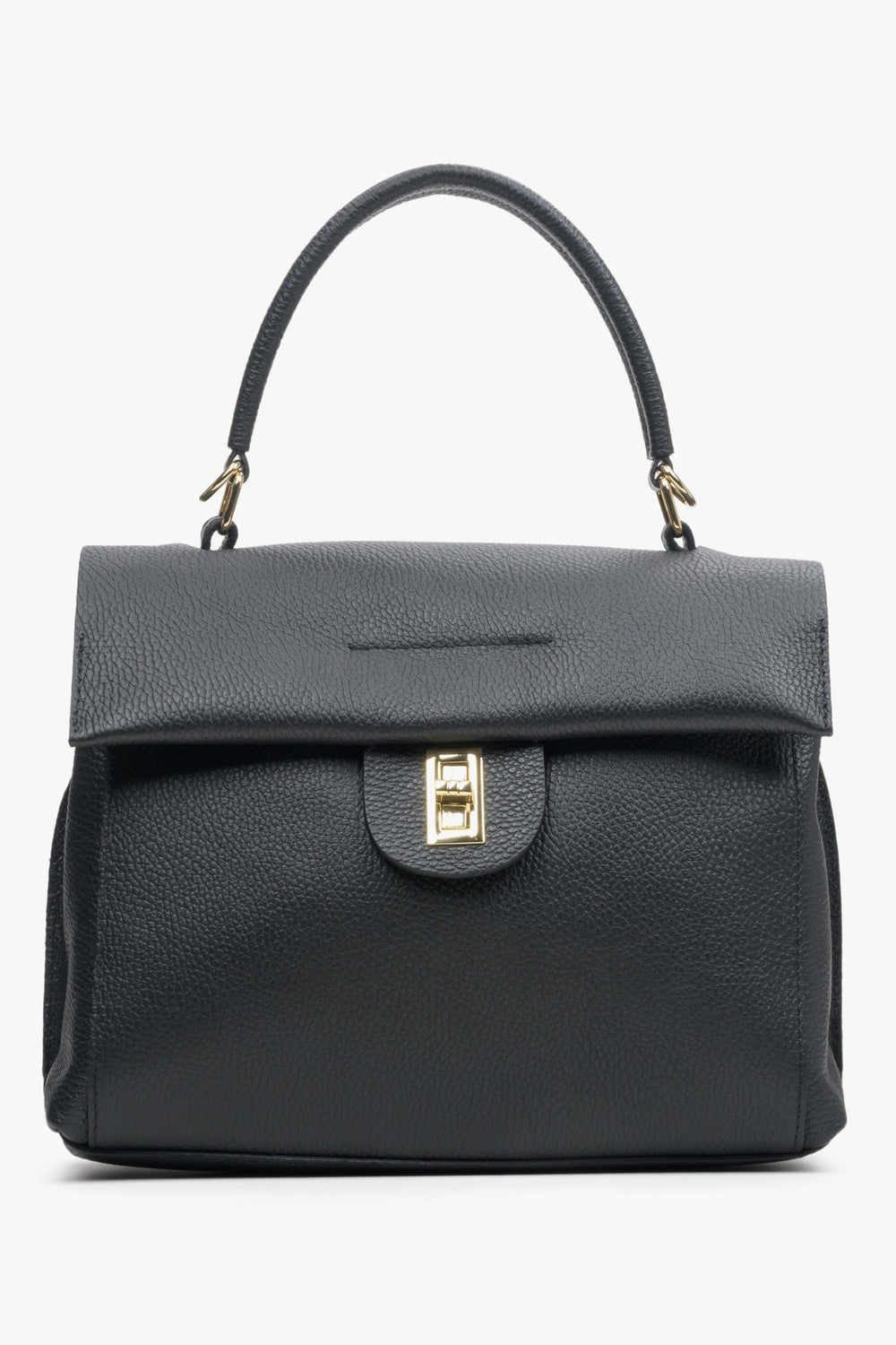 Women's Black Box Style Handbag made of Italian Genuine Leather Estro ER00113696.
