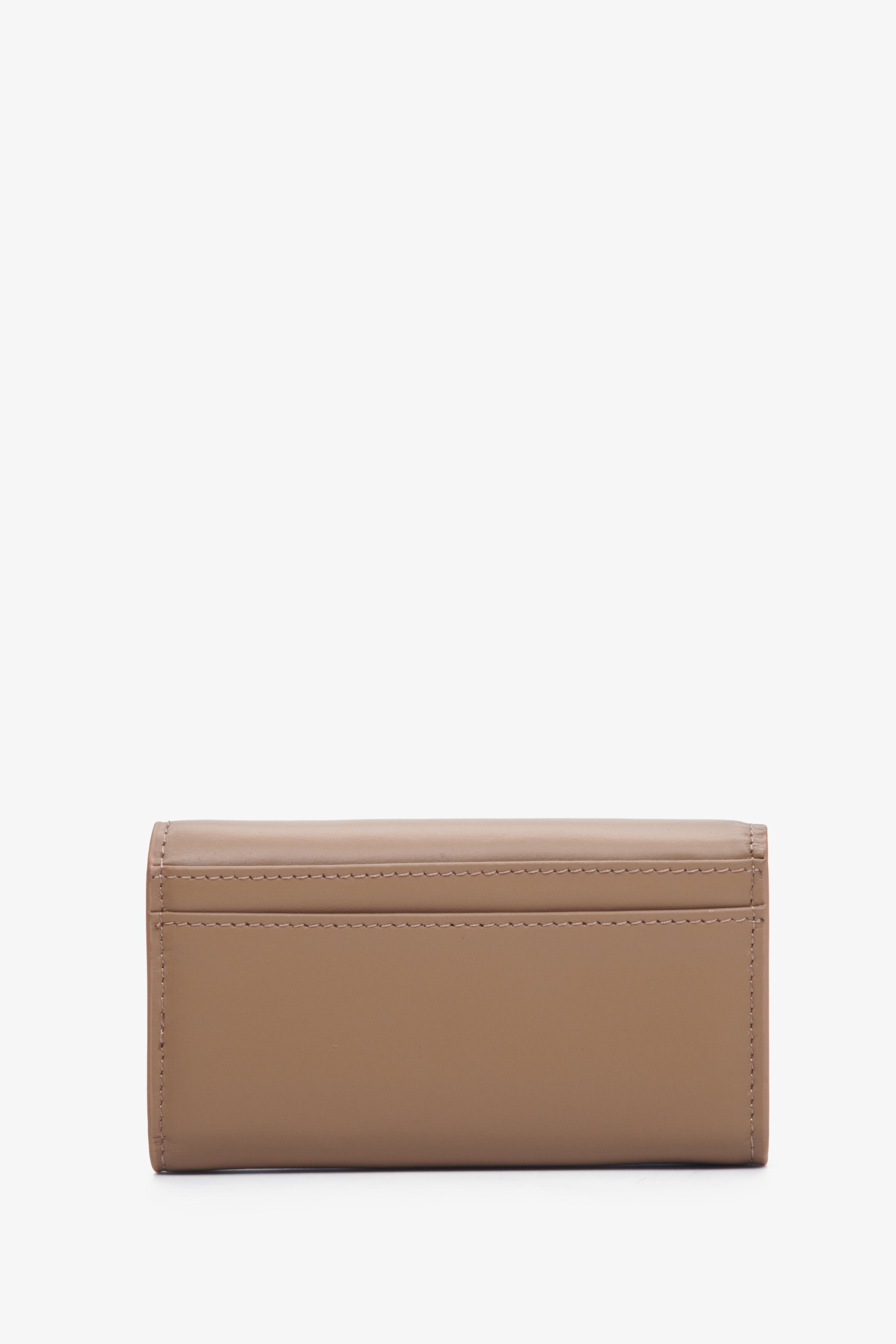 Women's beige key case made of genuine leather by Estro - reverse side.