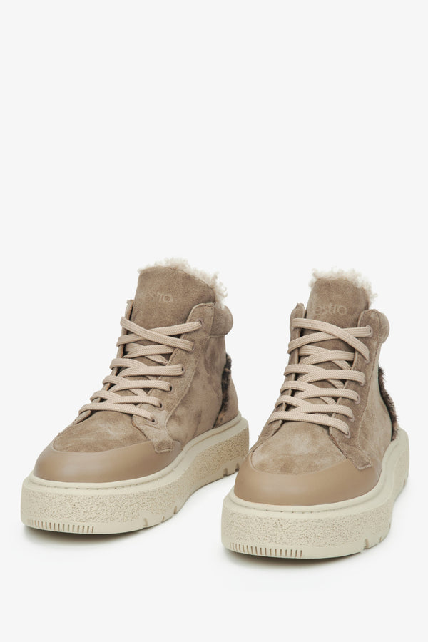 High beige winter sneakers for women Estro.