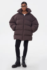 Women's dark brown puffer jacket Estro.