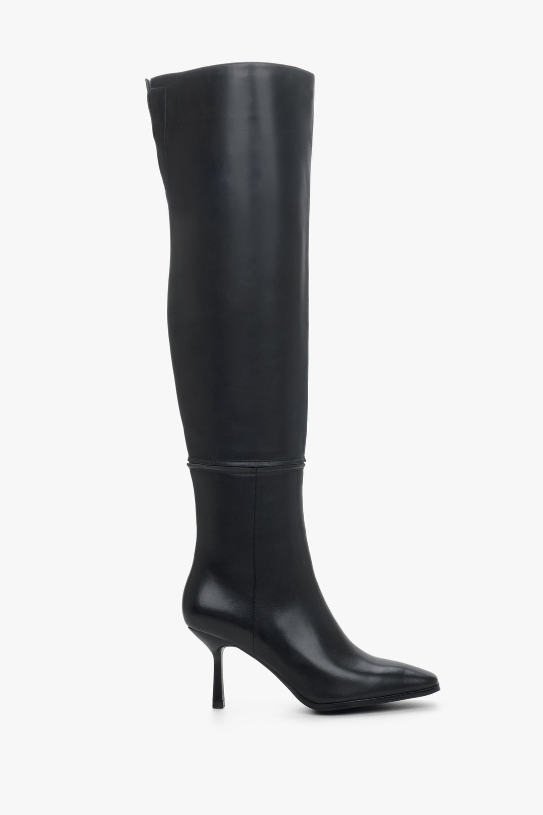 Women's Black Stretchy Calf High-Heel Boots Estro ER00114227.