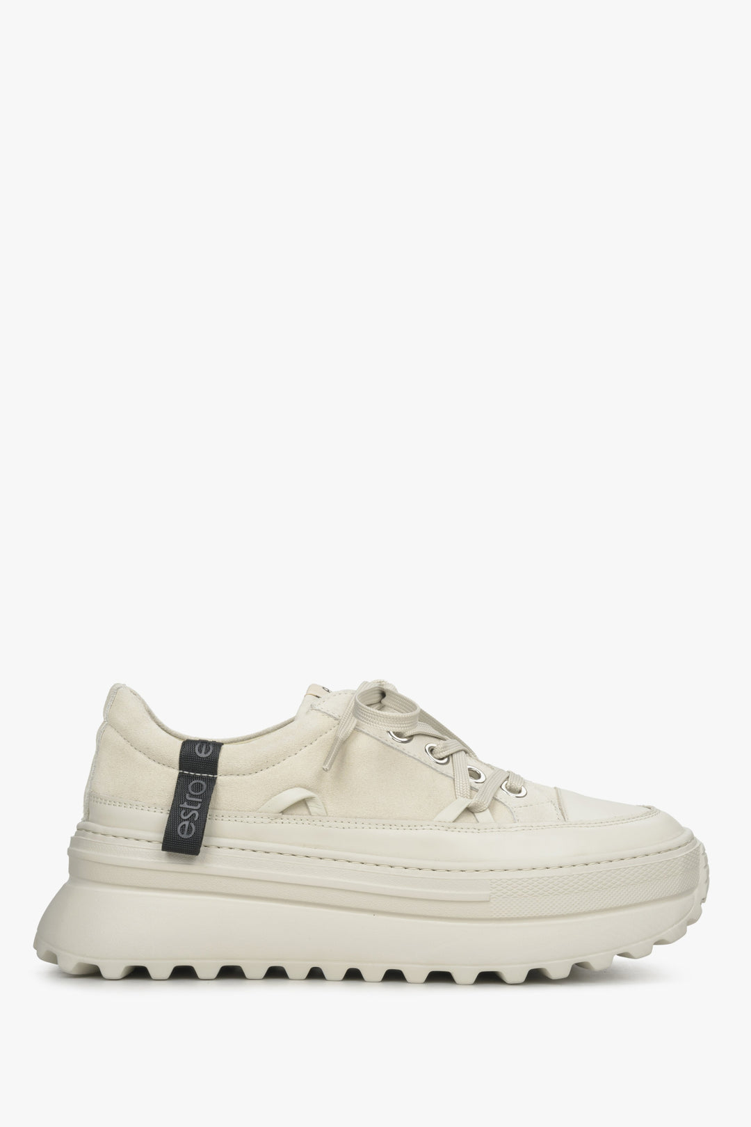 Women's Beige Sneakers with Perforated Sole Estro ER00114529.