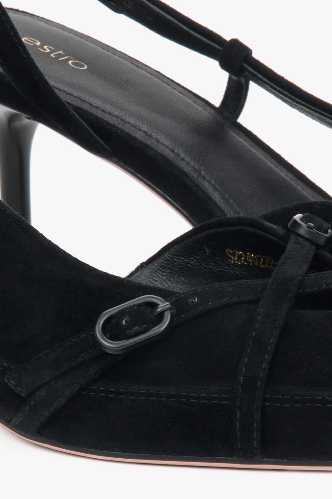 Estro black velour slingbacks with a low heel for women.