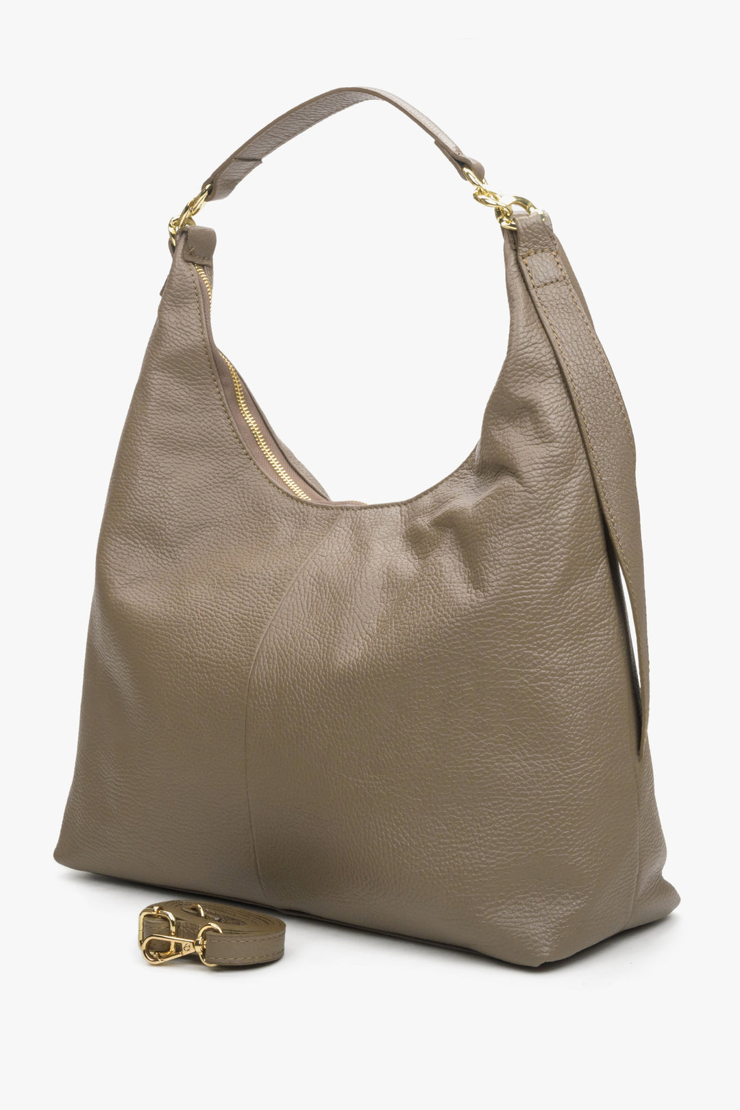 Women's leather beige shopper bag of the Estro brand.