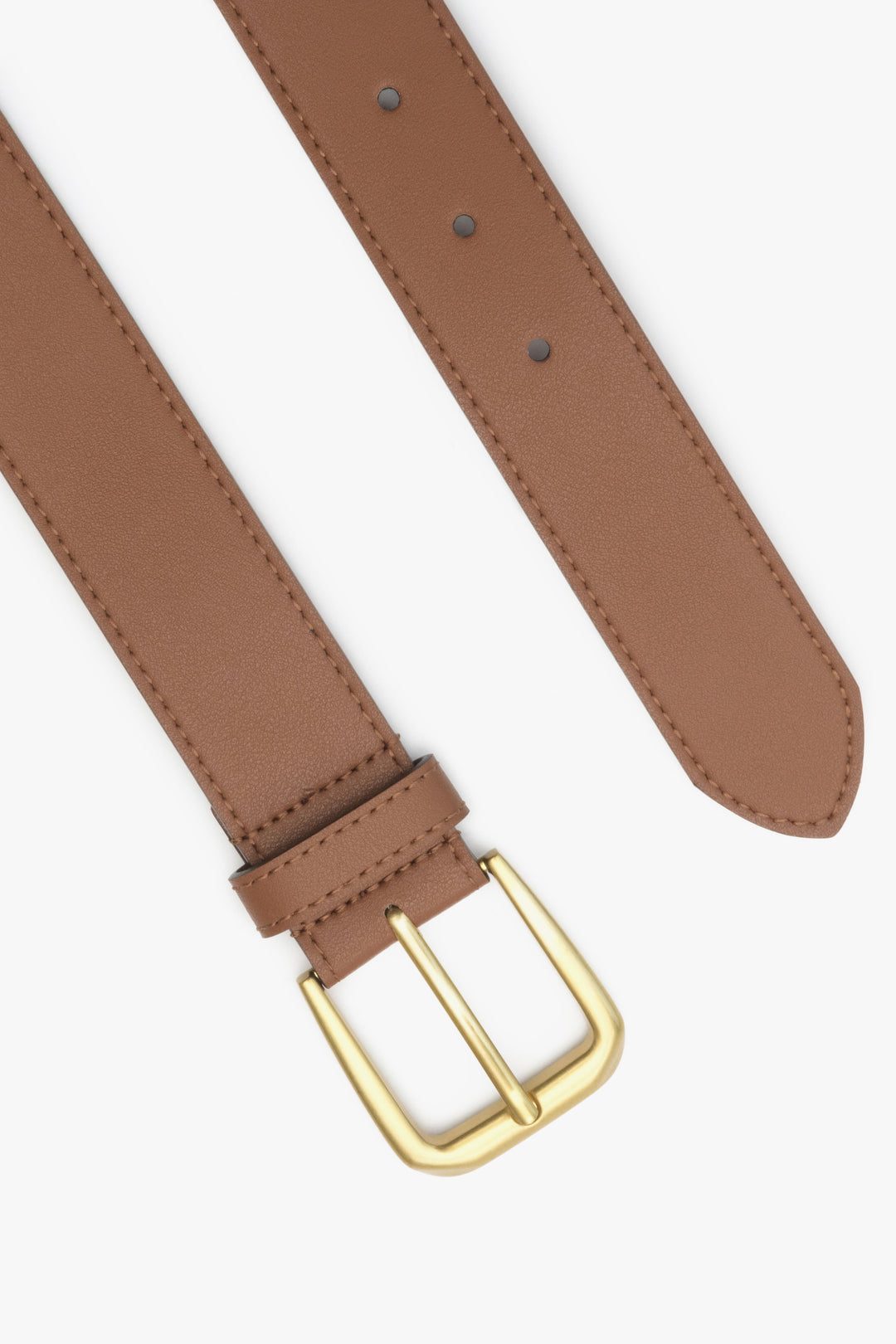 Brown Women's Leather Belt with Gold Buckle Estro ER00113200.