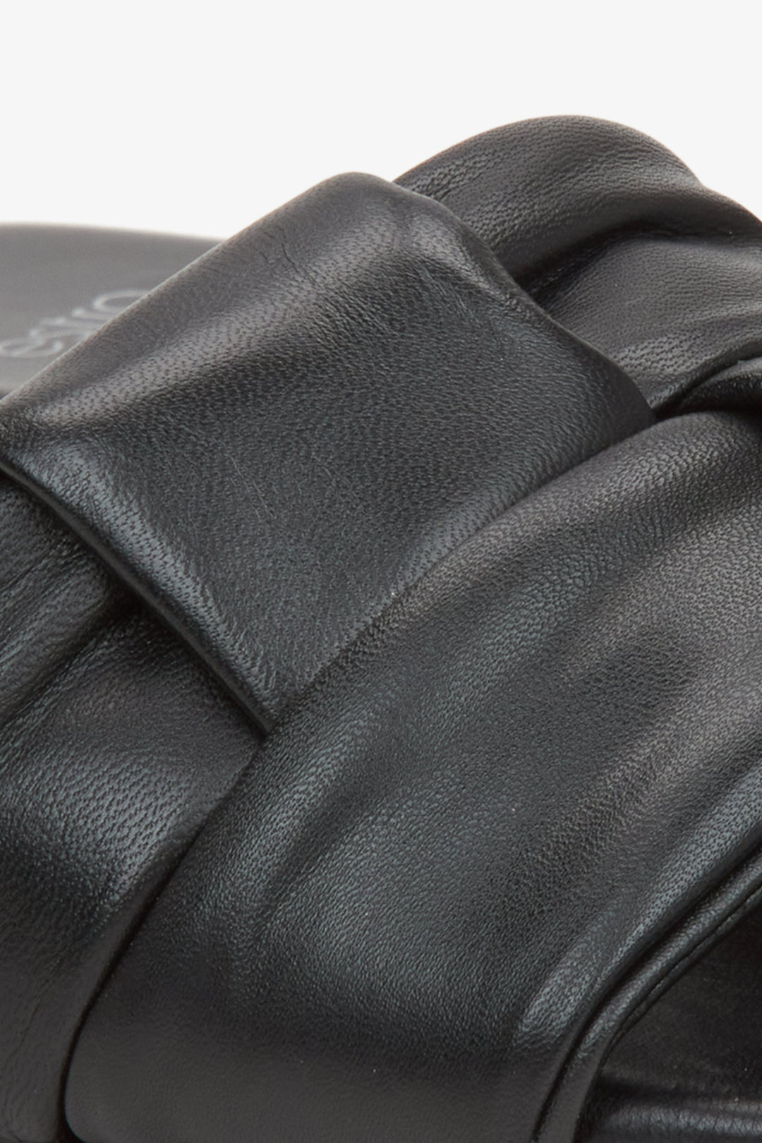 Black Patch Leather Slide Sandals, Women's Style by Estro