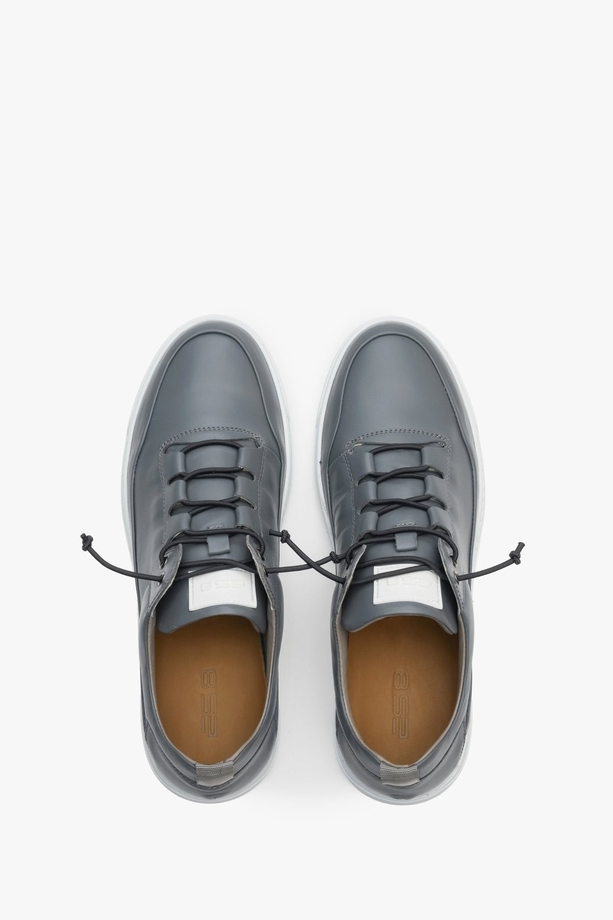 Men's grey sneakers made of genuine leather ES 8 - top view of the footwear.