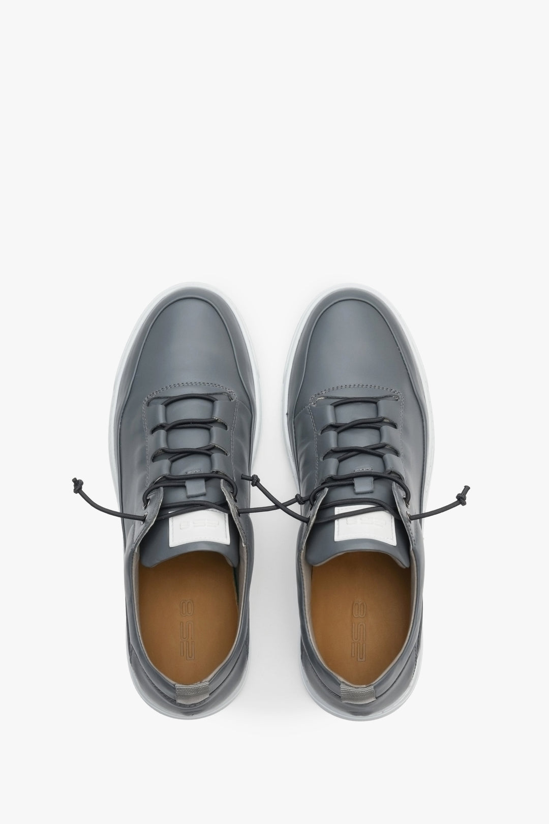 Men's grey sneakers made of genuine leather ES 8 - top view of the footwear.