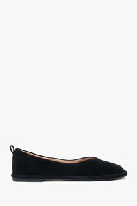 Women's Black Ballet Flats made of Soft Perforated Genuine Velour Estro ER00116922.