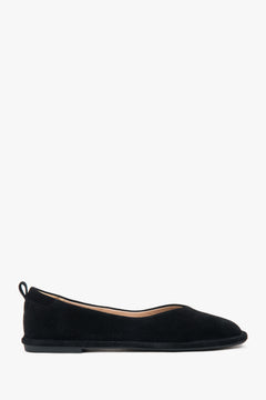 Women's Black Ballet Flats made of Soft Perforated Genuine Velour Estro ER00116922.
