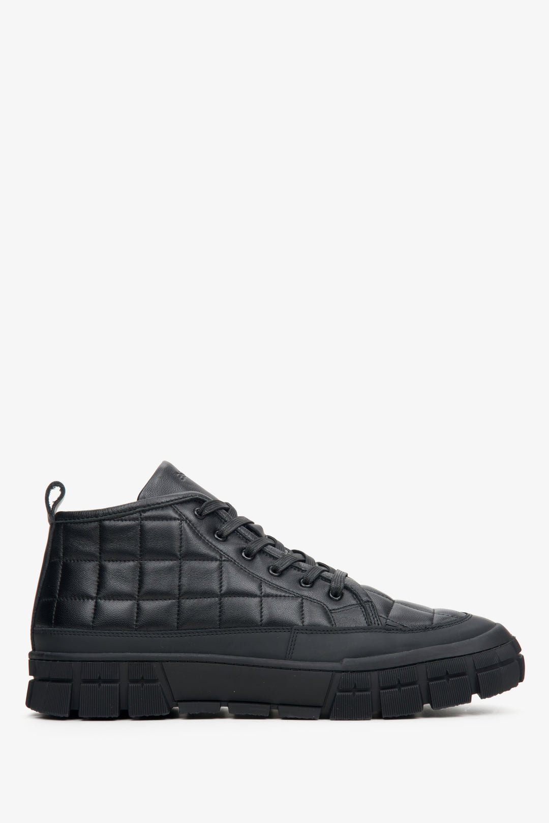 Men's Black High-top Sneakers with Insulation made of Genuine Leather for Winter Estro ER00113912.
