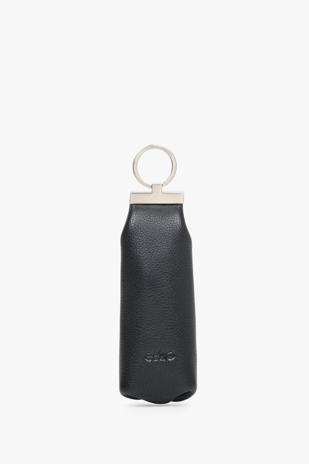 Black keychain made of genuine leather by Estro.