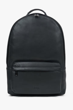Black Spacious Men's Backpack made of Genuine Leather Estro ER00117331.