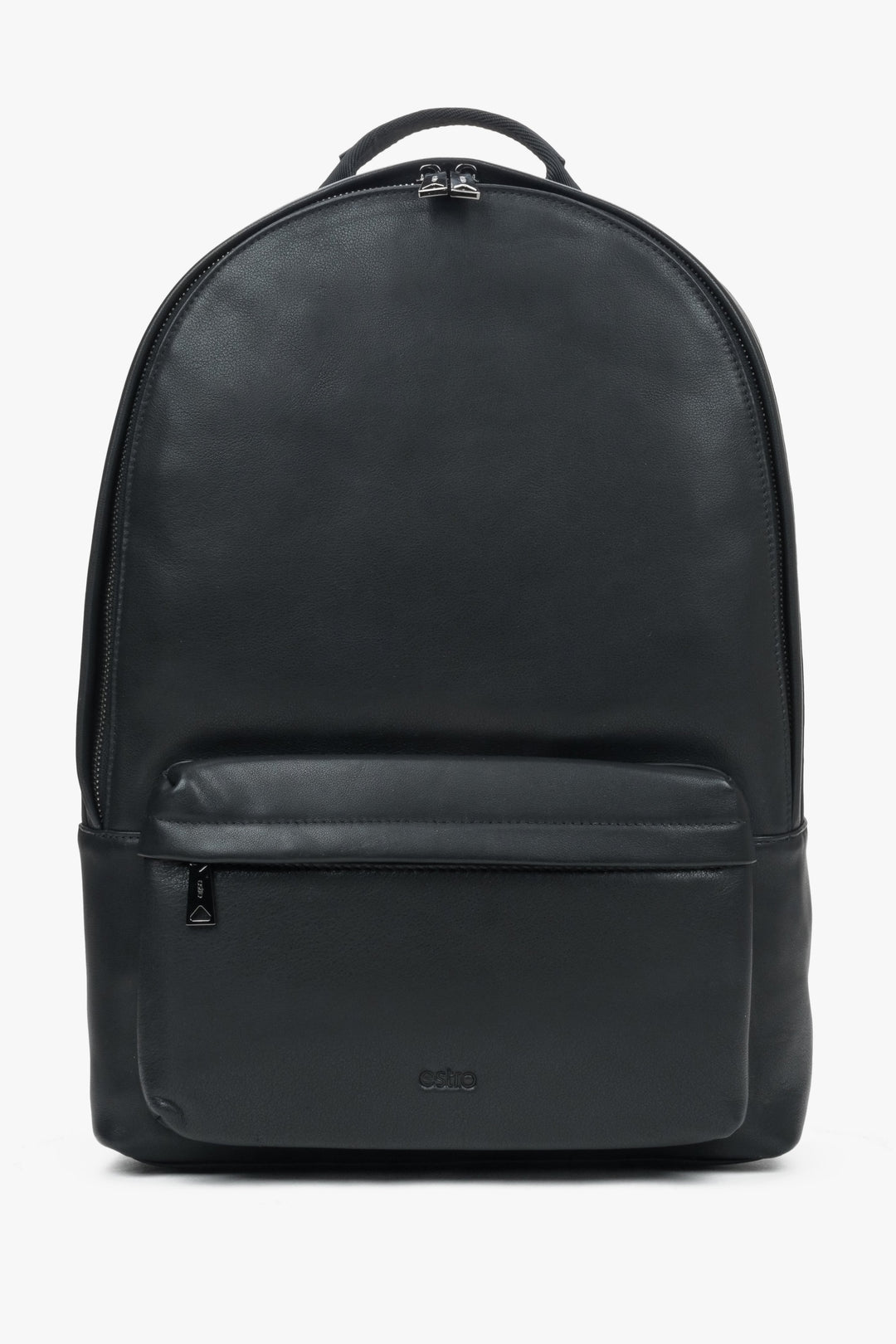 Black Spacious Men's Backpack made of Genuine Leather Estro ER00117331.