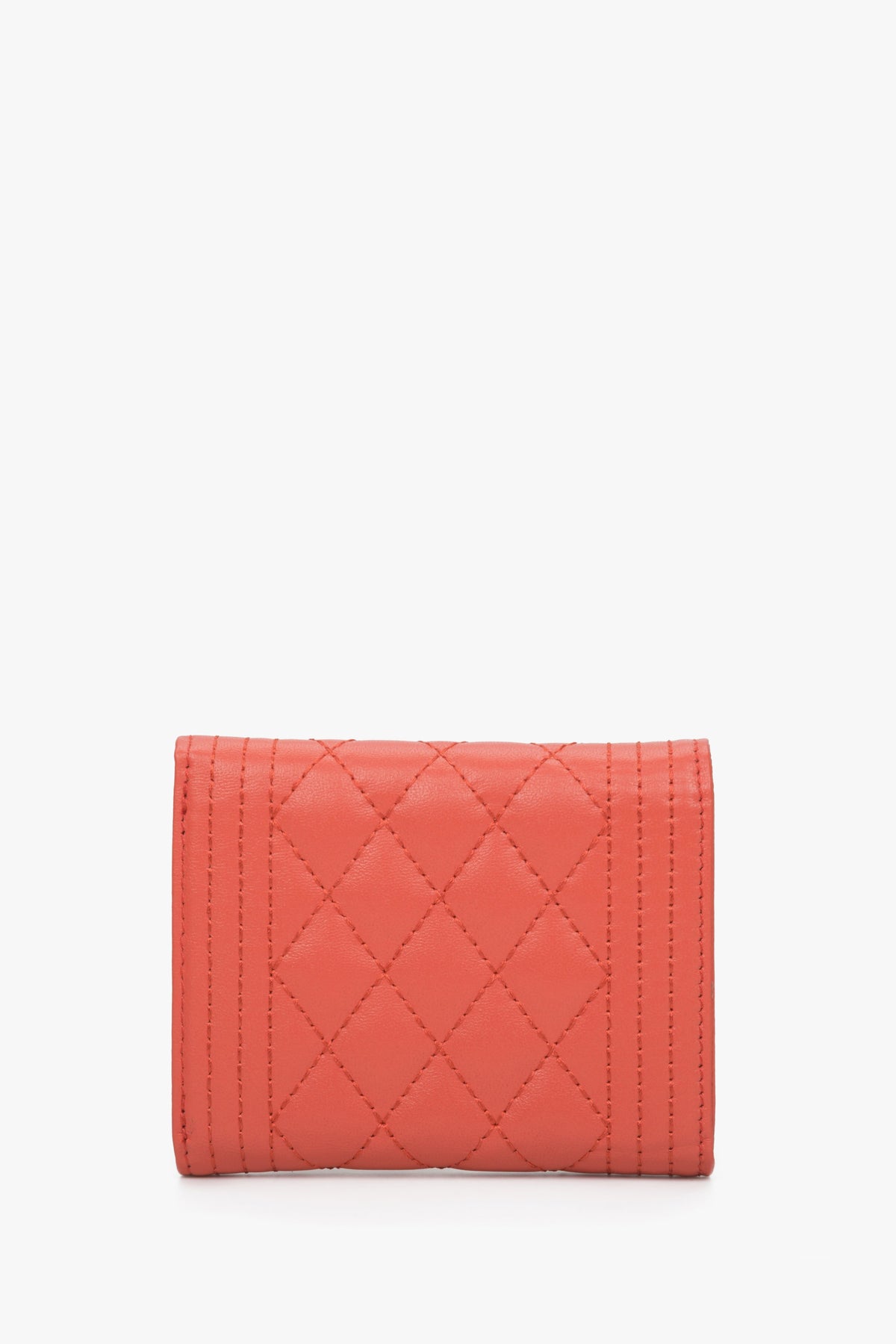 Women's small red wallet with embossing - back.