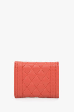 Women's small red wallet with embossing - back.