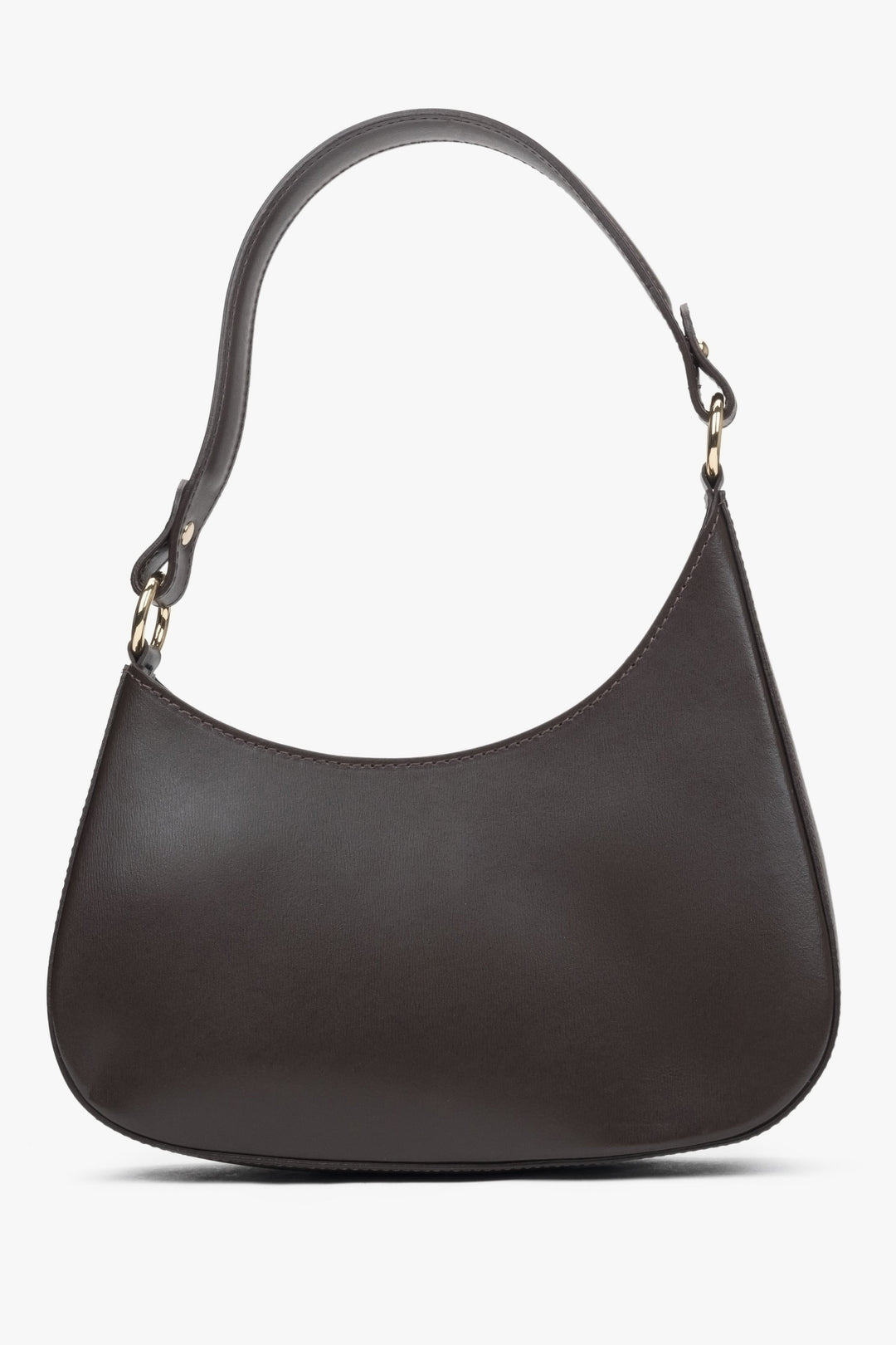 Estro women's handbag in dark brown genuine leather sewn in Italy.