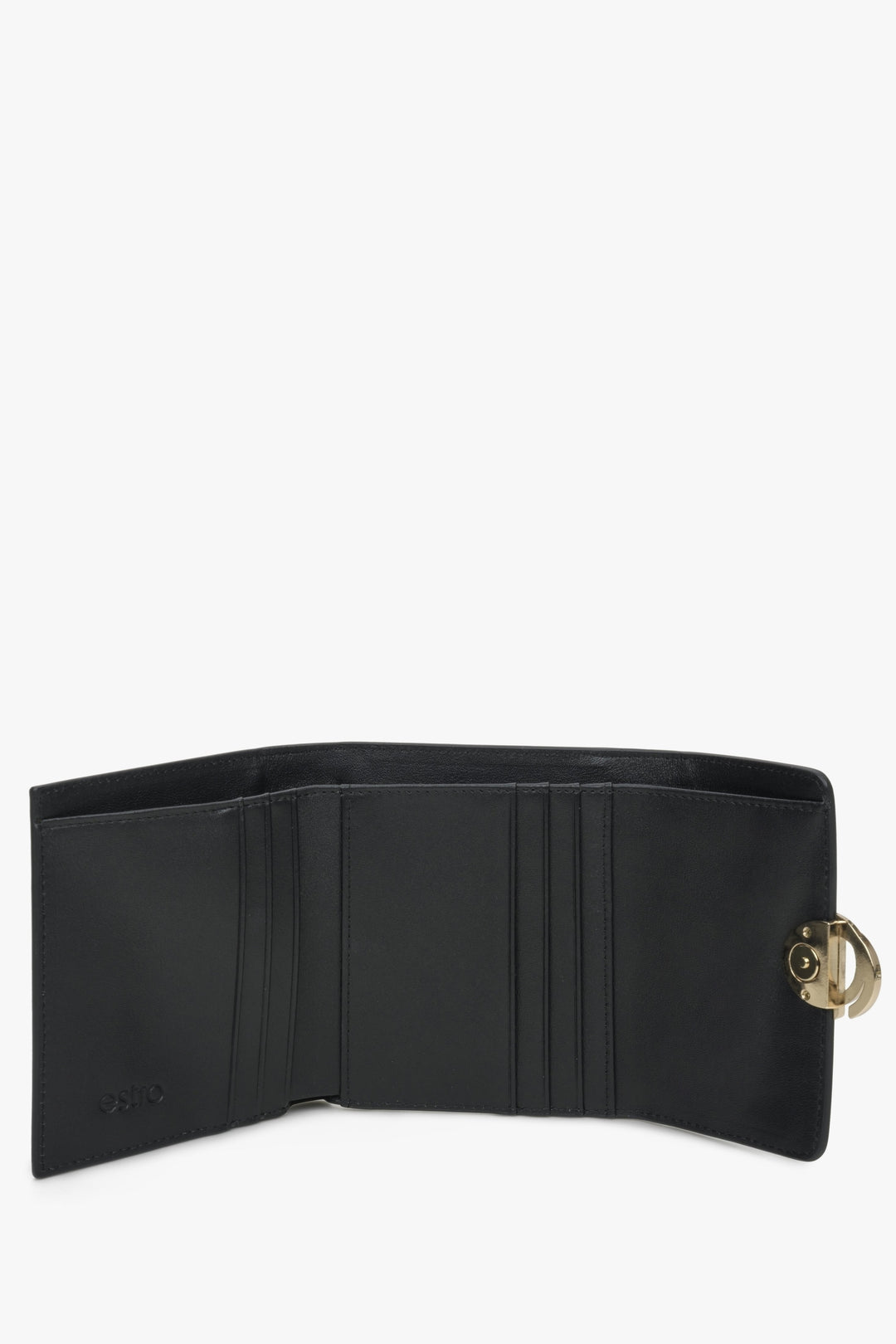Tri-fold women's black wallet - interior.