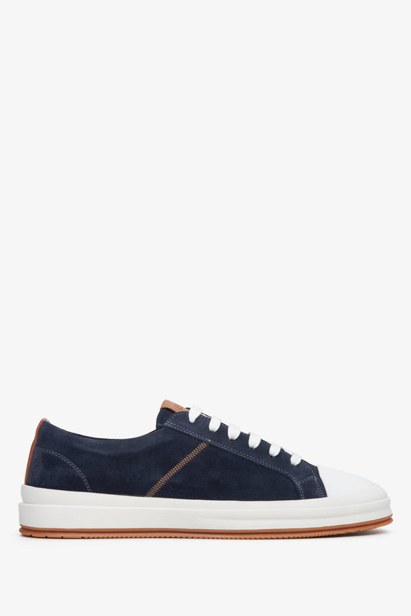 Men's Navy Blue Sneakers made of Italian Genuine Velour Estro ER00114674.