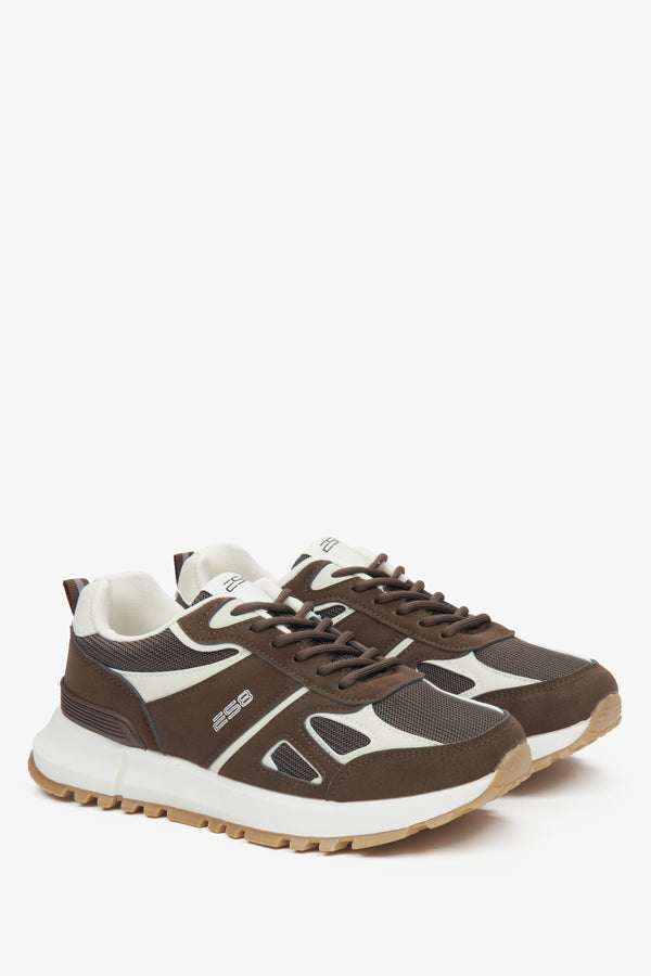 Women's brown sneakers made of textiles and eco-leather, ES8.