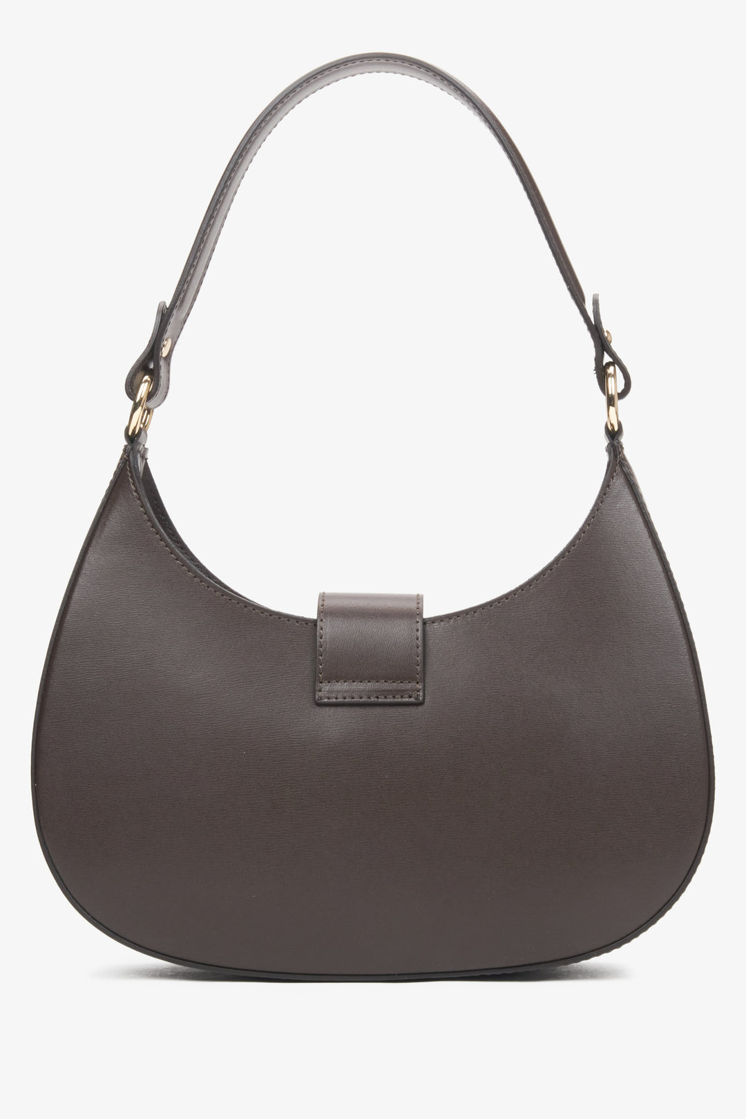 Estro women's leather handbag in dark brown colour - reverse side.