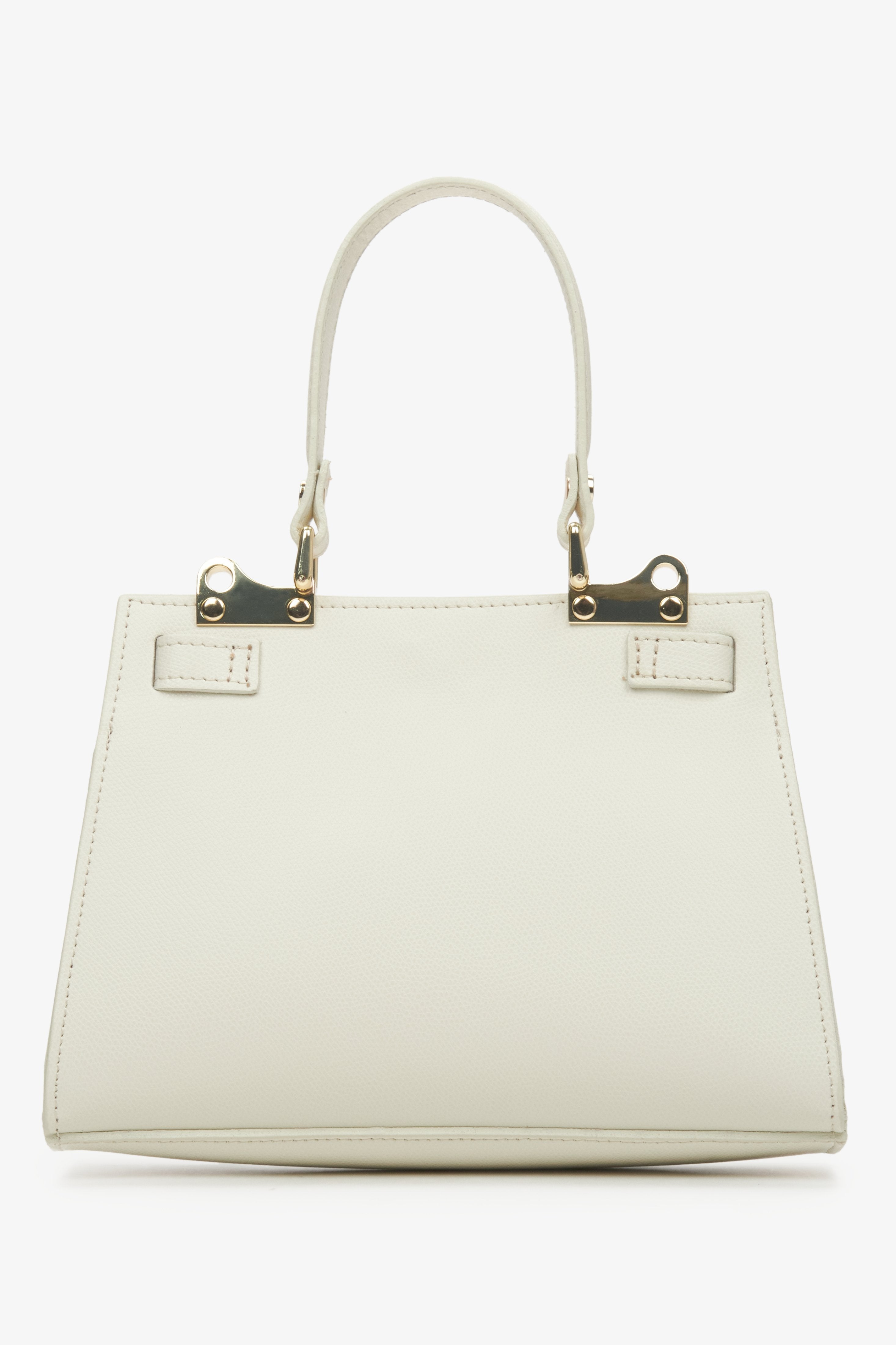 Light beige satchel-style handbag made of Italian genuine leather by the premium brand Estro.