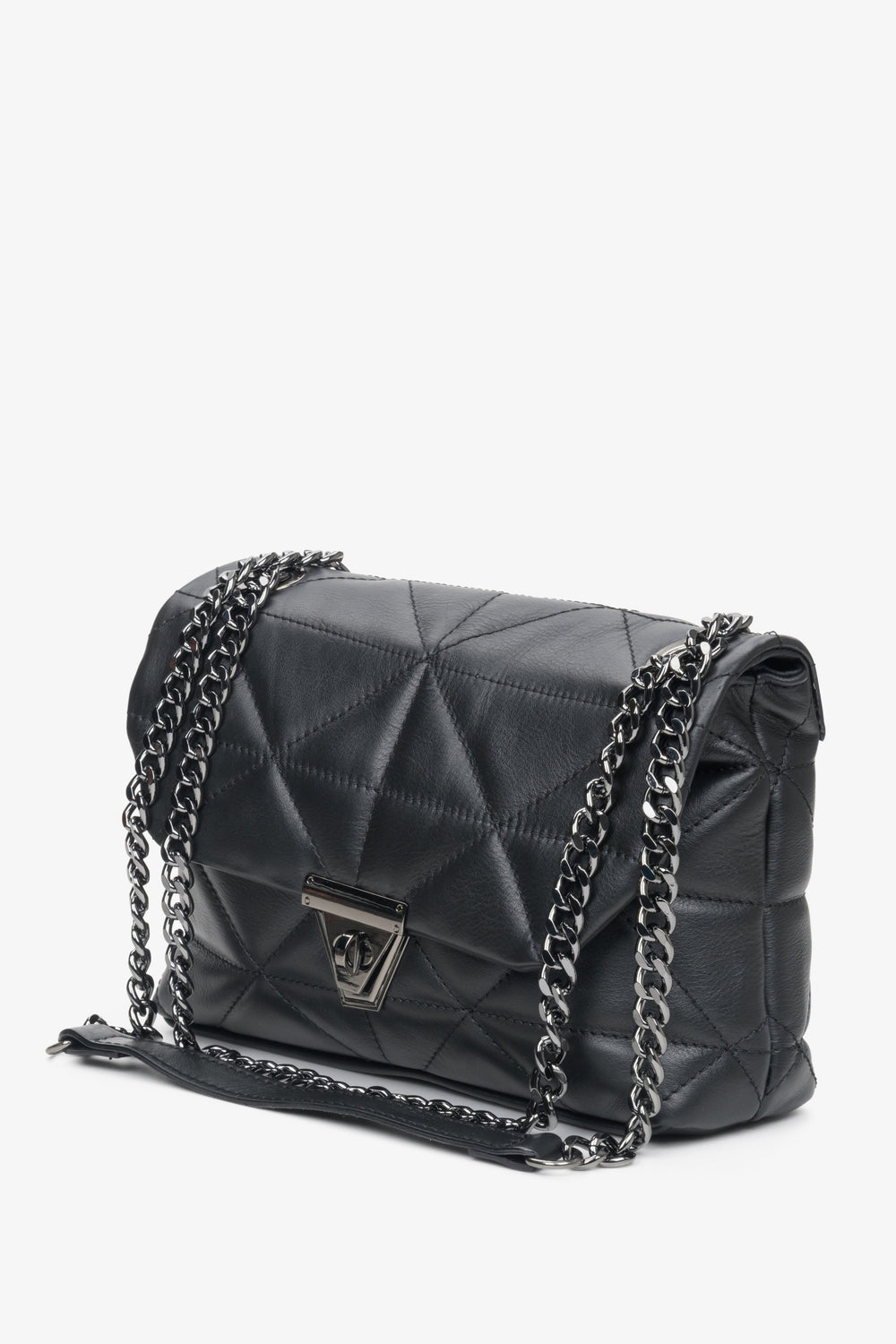 Small Women's Black Handbag Genuine Leather Estro ER00108873.