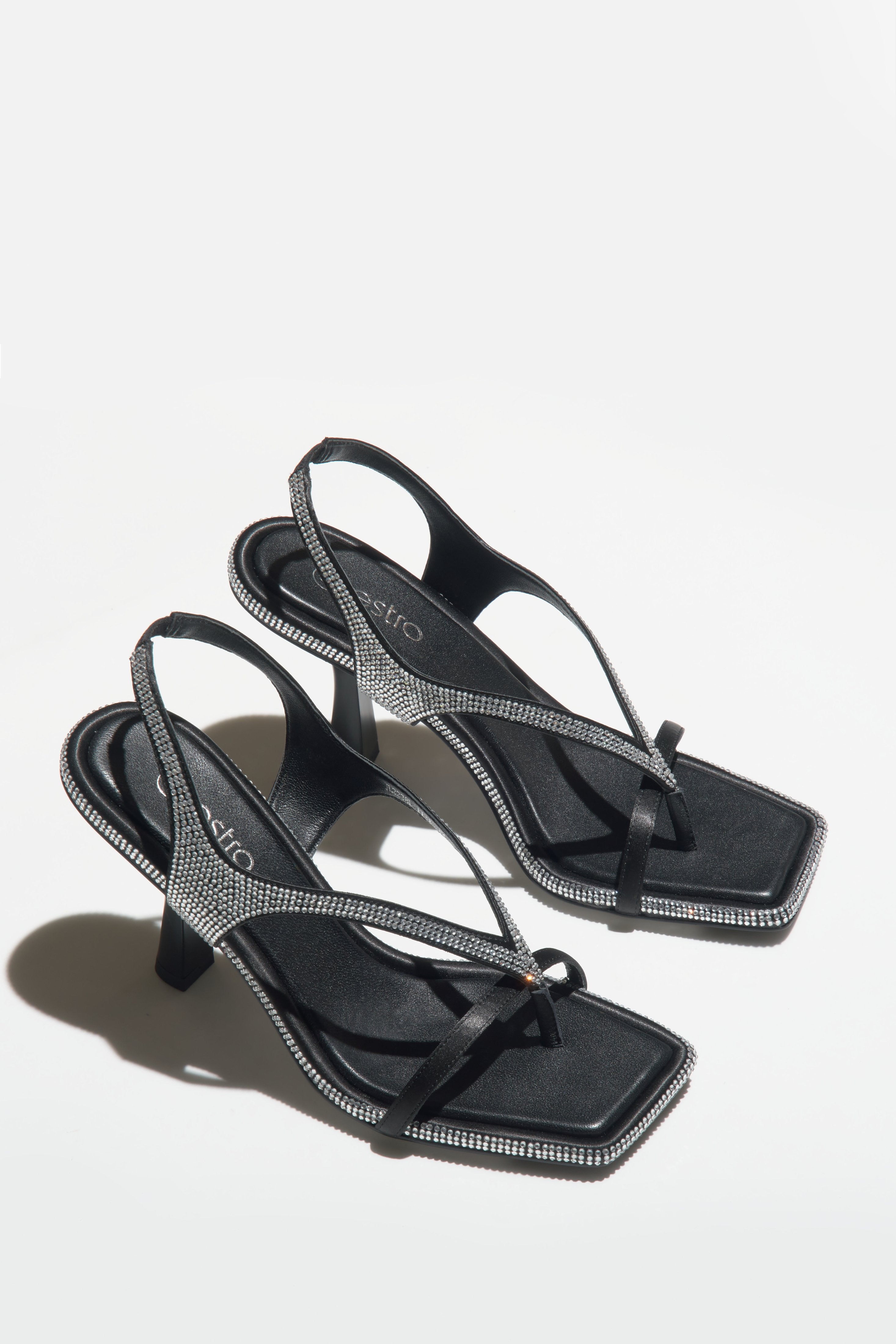 Black Heeled Diamond Sandals.