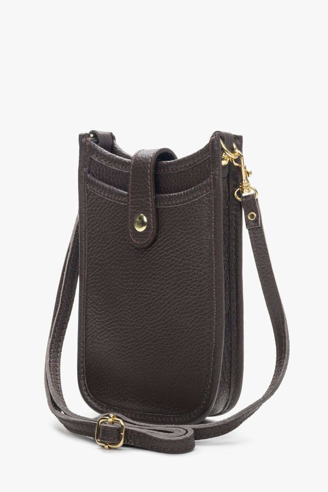 Women's dark brown  leather smartphone purse.