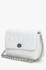 Women's Small White Shoulder Bag with a Silver Chain Estro ER00115059