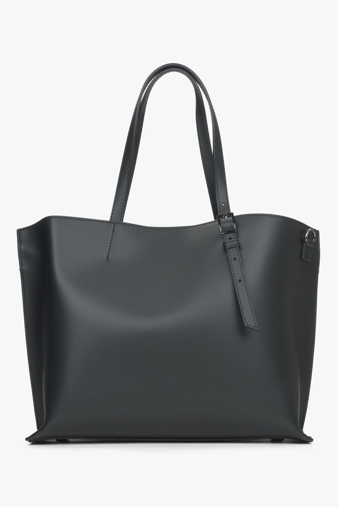 Black leather shopper bag Estro.