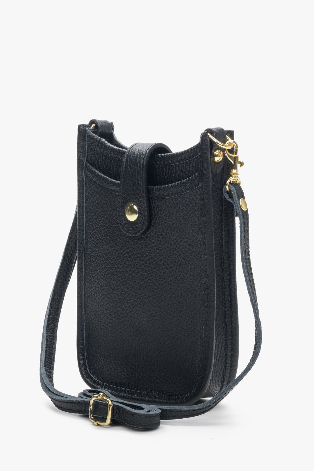 Women's black leather  smartphone purse.