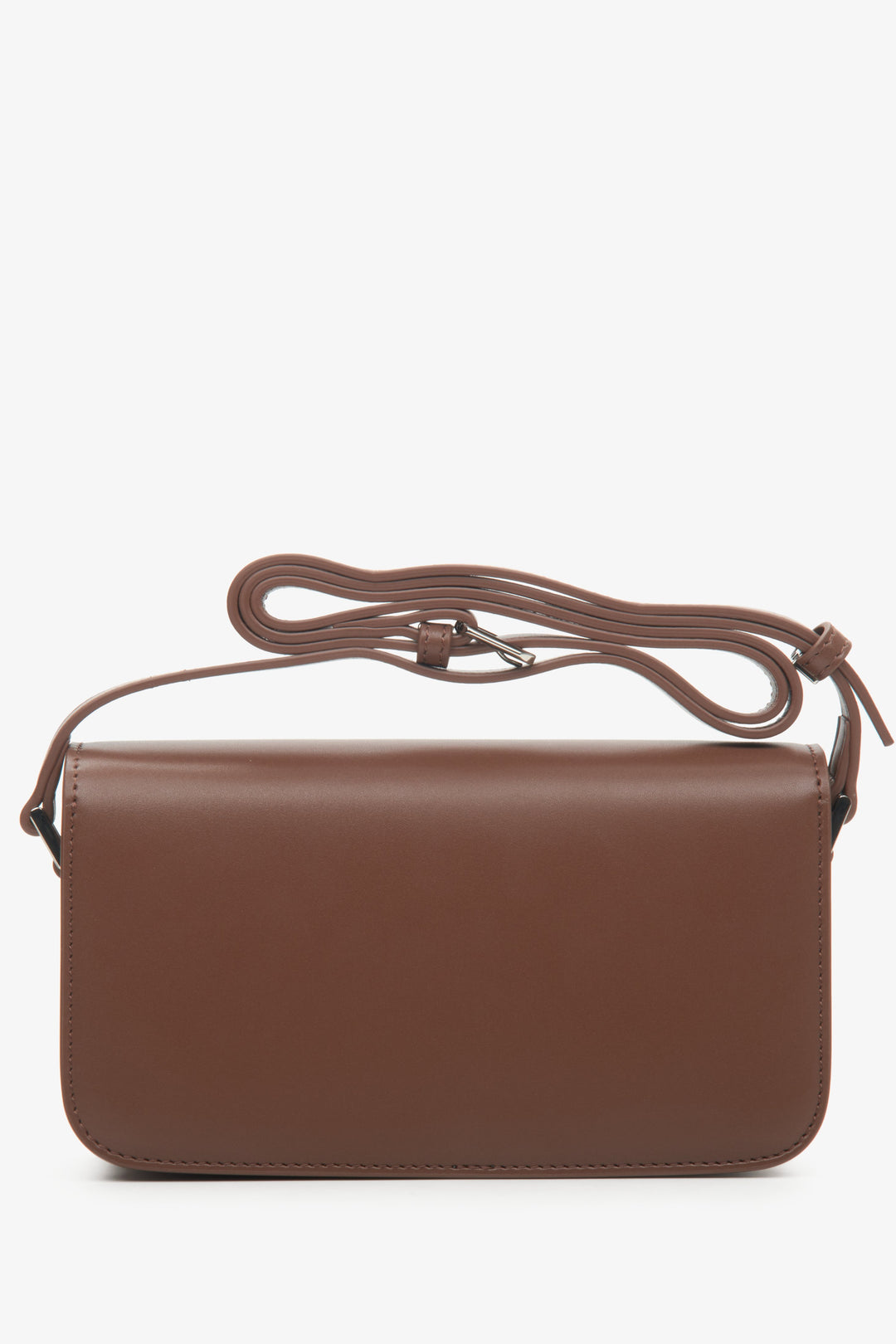Leather, women's brown handbag Estro - reverse side.