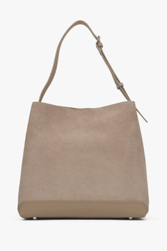 Beige Estro bag made of genuine velour.