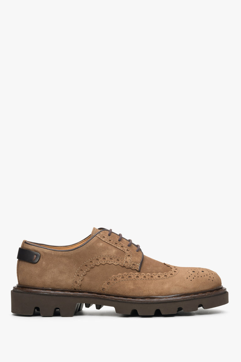 Men's Light Brown Suede Lace-up Brogues  Estro ER00113800.